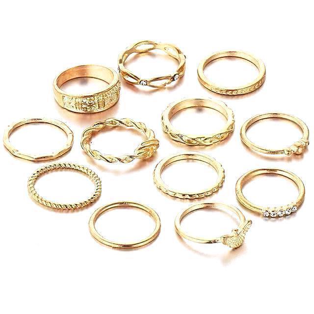 Classy Women Gold Ring Set (12 pieces) | Ring - Classy Women Collection