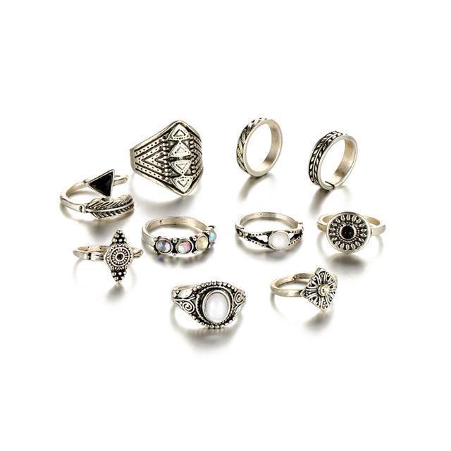 Classy Women Boho Ring Set (10 pieces) | Ring - Classy Women Collection