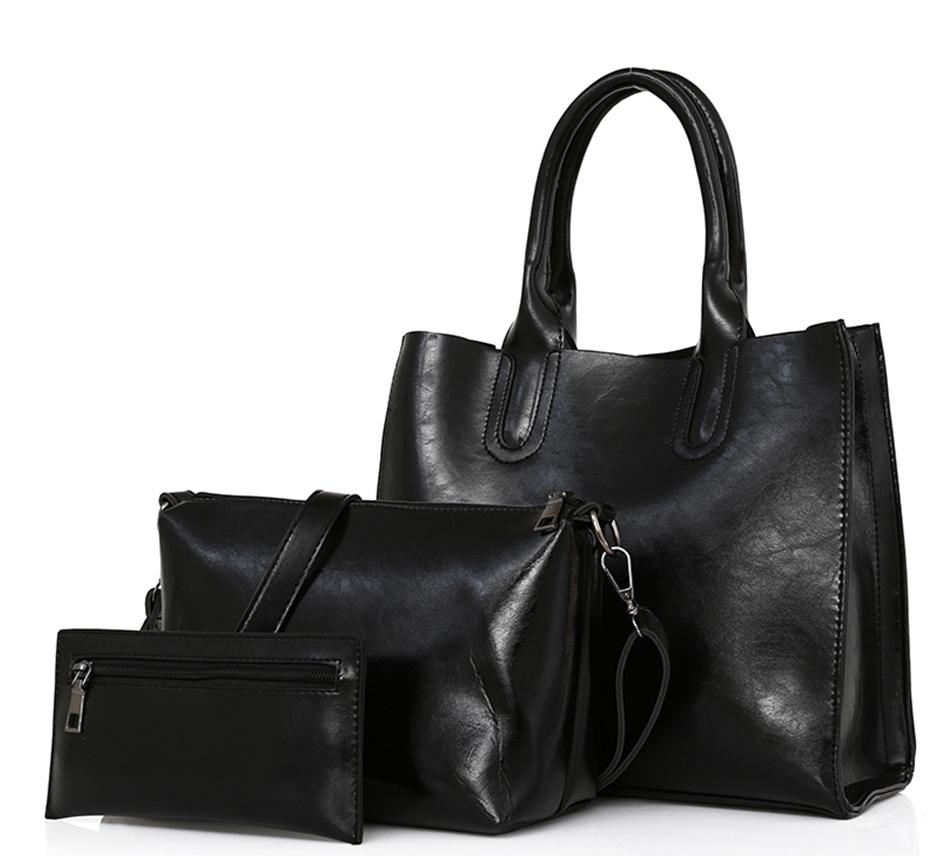 Classy Women Black Handbag Set - 3 Pieces | Handbag - Classy Women Collection