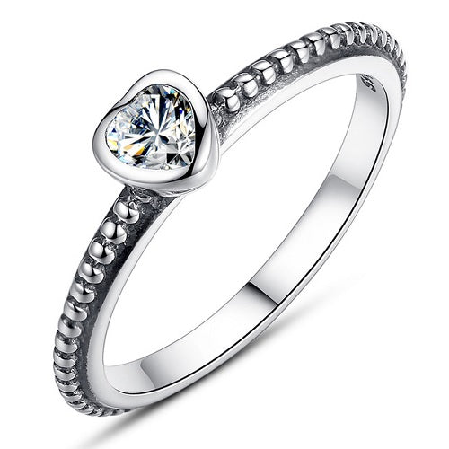 Classy Women Sterling Silver Heart Ring | 2 Colors | Ring - Classy Women Collection