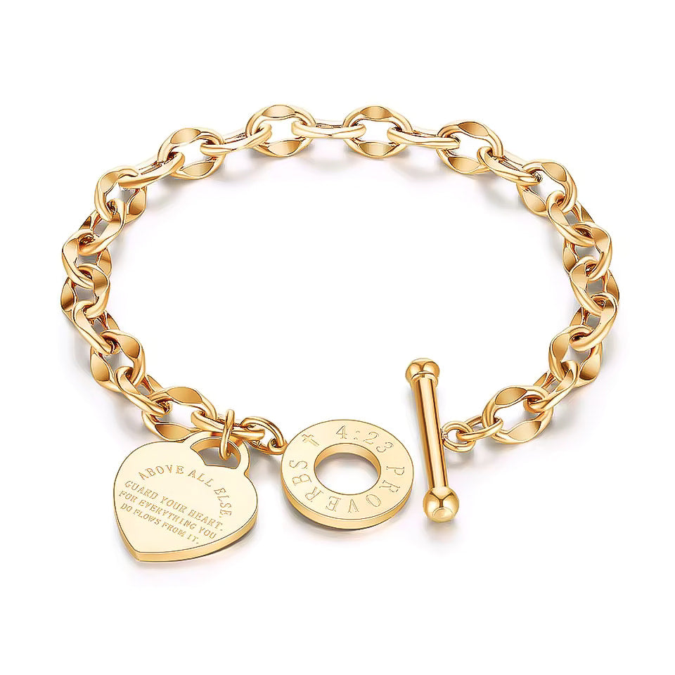 Gold love heart chain bracelet