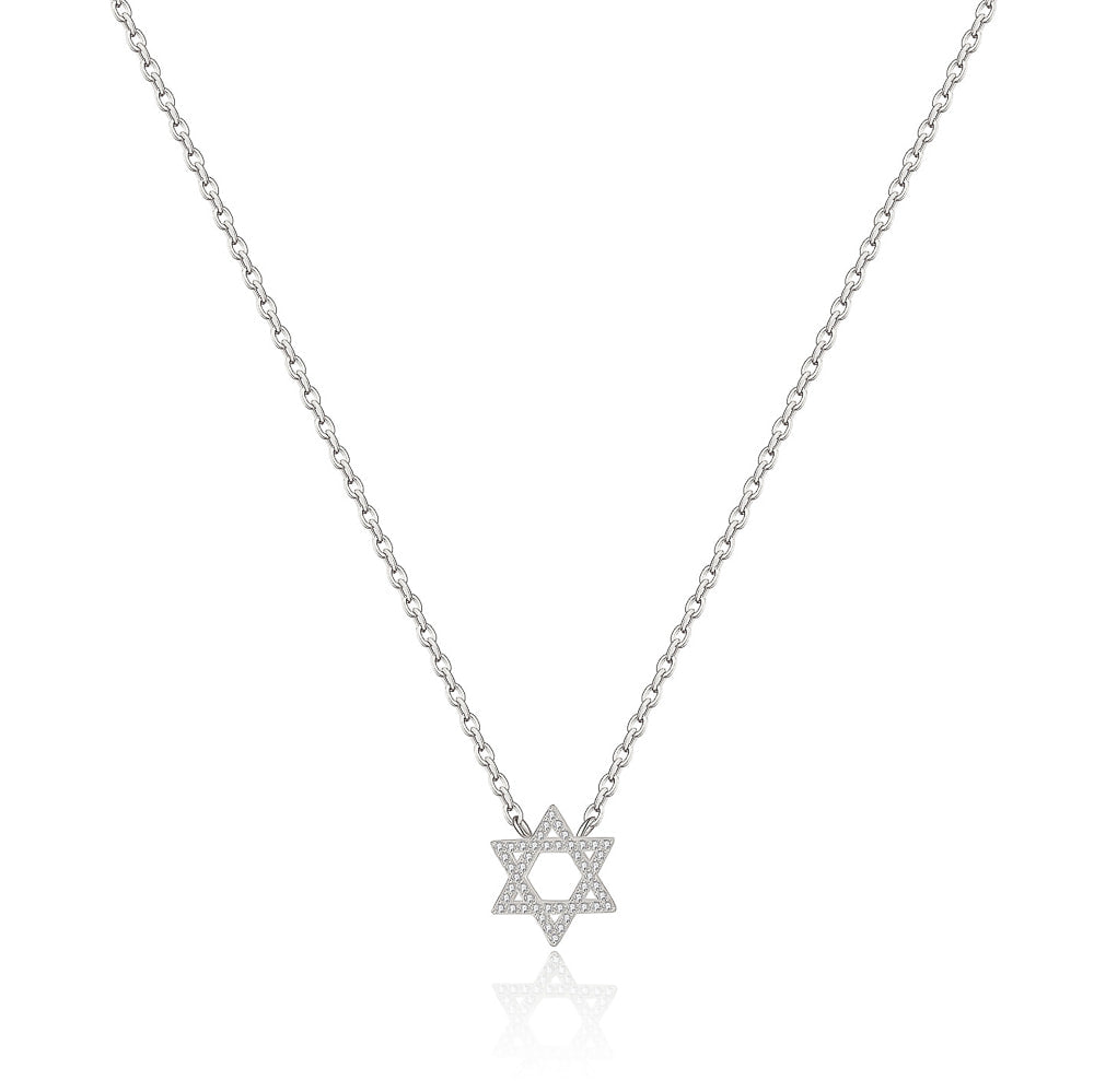 Sterling Silver Star of David Necklace on a white background