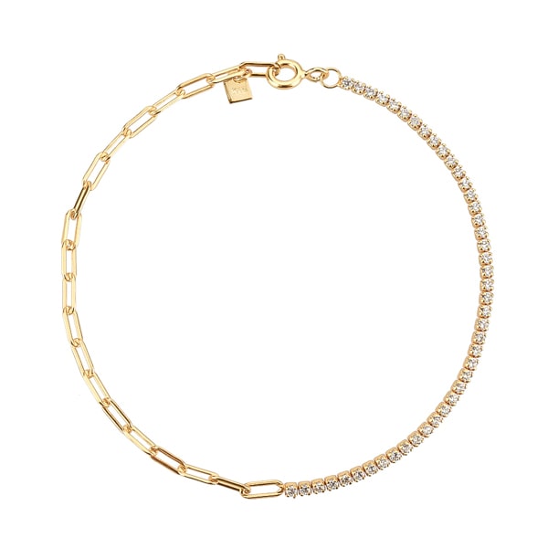 10K gold vermeil crystal cable chain bracelet