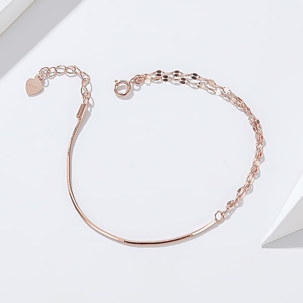 10K rose gold vermeil bracelet with lace chain and snake chain