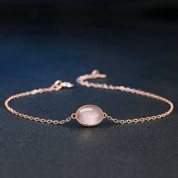 10K rose gold vermeil rose quartz bracelet details