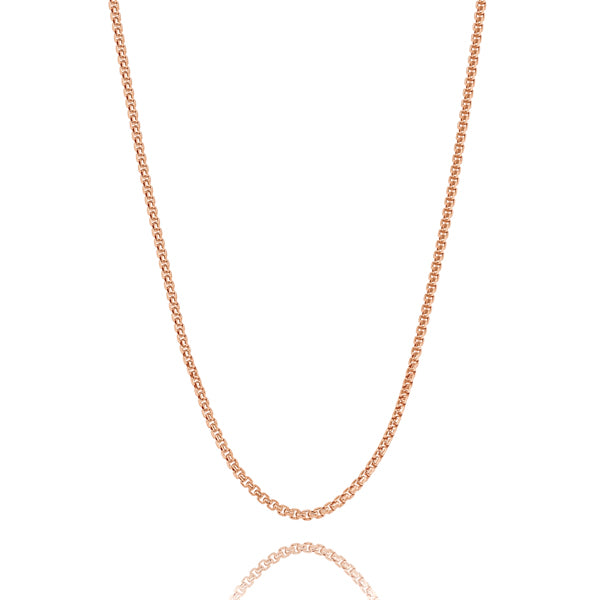 2mm rose gold box chain necklace