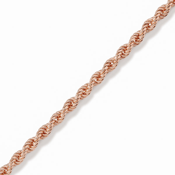 2mm twisted rose gold rope chain necklace details