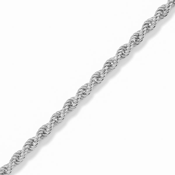 2mm twisted silver rope chain necklace details