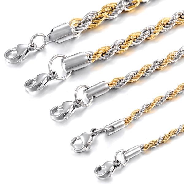 Stainless Steel Two Tone Gold And Silver Necklace 2mm Two-Tone