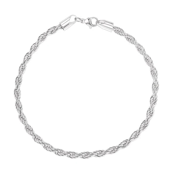 2mm silver rope chain bracelet