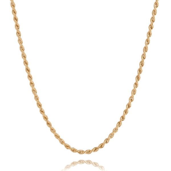 3mm gold rope chain necklace