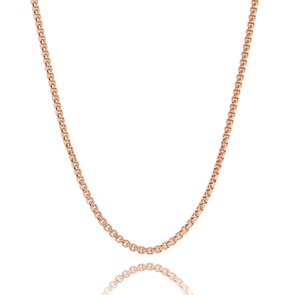3mm rose gold box chain necklace