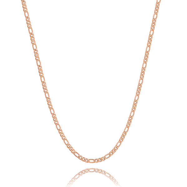 3mm rose gold figaro chain necklace