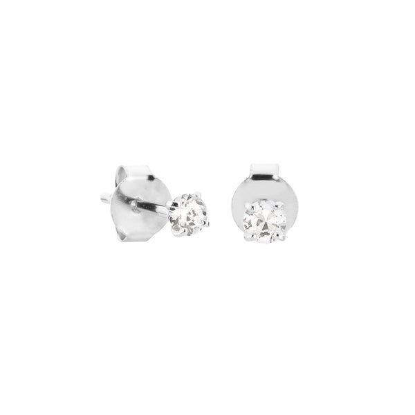 3mm silver cubic zirconia stud earrings