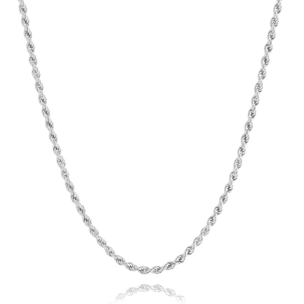 3mm silver rope chain necklace