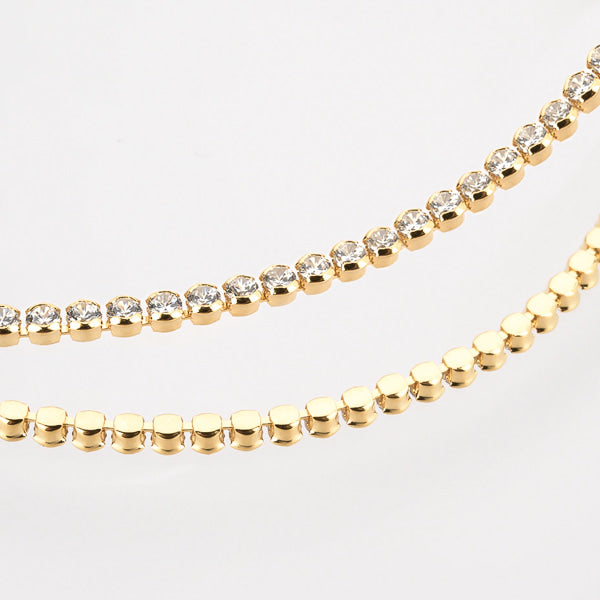3mm gold round tennis choker necklace details