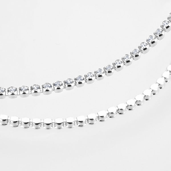3mm silver round tennis choker necklace details