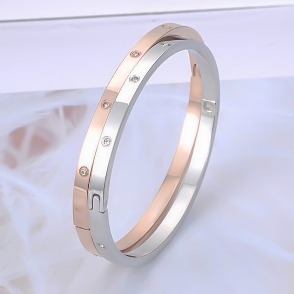 Rose gold crystal oval bangle bracelet