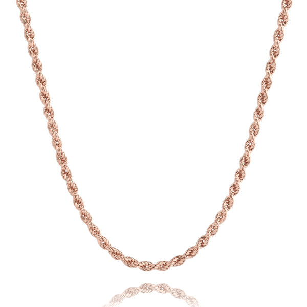 4mm rose gold rope chain necklace