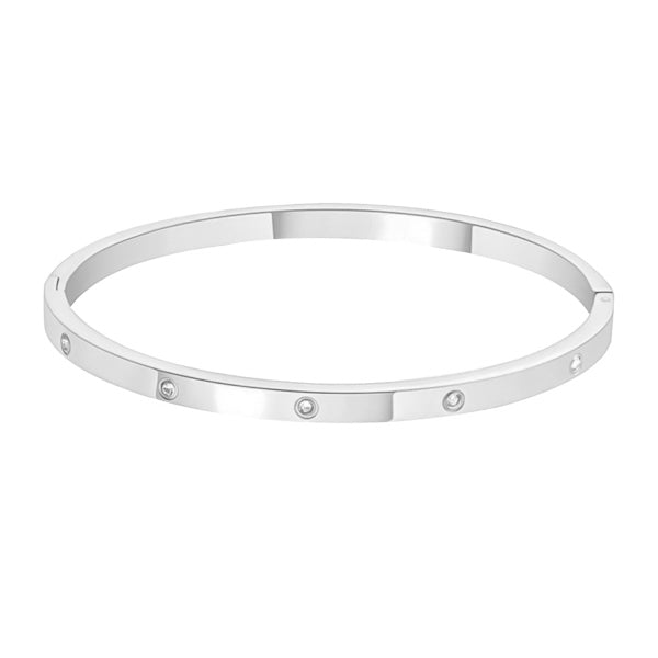 4mm silver crystal bangle bracelet