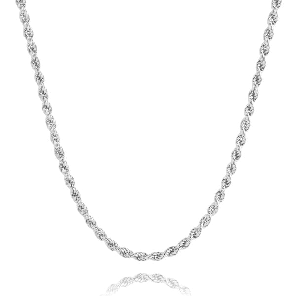 4mm silver rope chain necklace