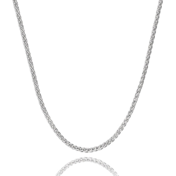 4mm silver wheat chain necklace