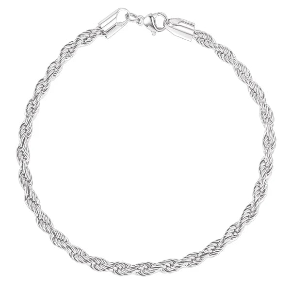 4mm silver rope chain bracelet