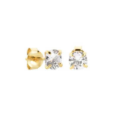 5mm Gold Cubic Zirconia Stud Earrings