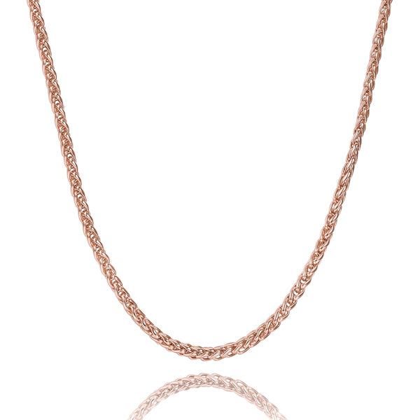5mm rose gold wheat chain necklace
