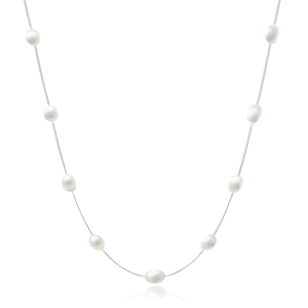 6-7mm silver baroque freshwater pearl necklace