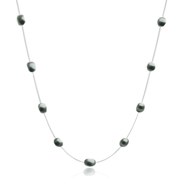 Silver 6-7mm black baroque freshwater pearl necklace