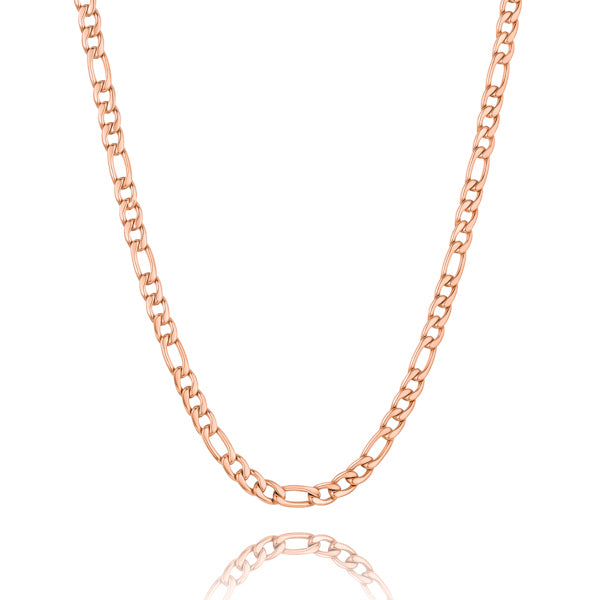 6mm rose gold figaro chain necklace