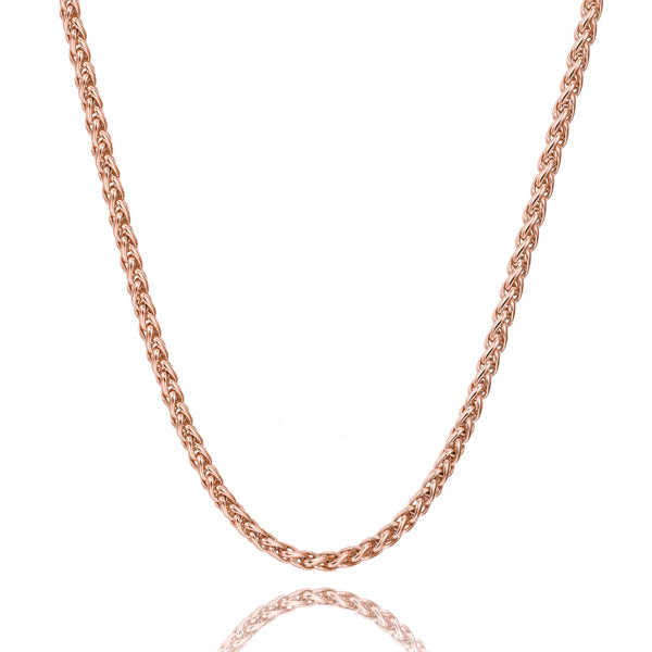6mm rose gold wheat chain necklace