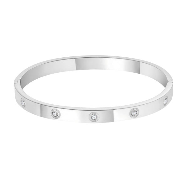 6mm silver crystal bangle bracelet