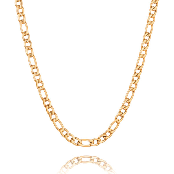 7.5mm Gold Figaro Chain Necklace | Classy Women Collection