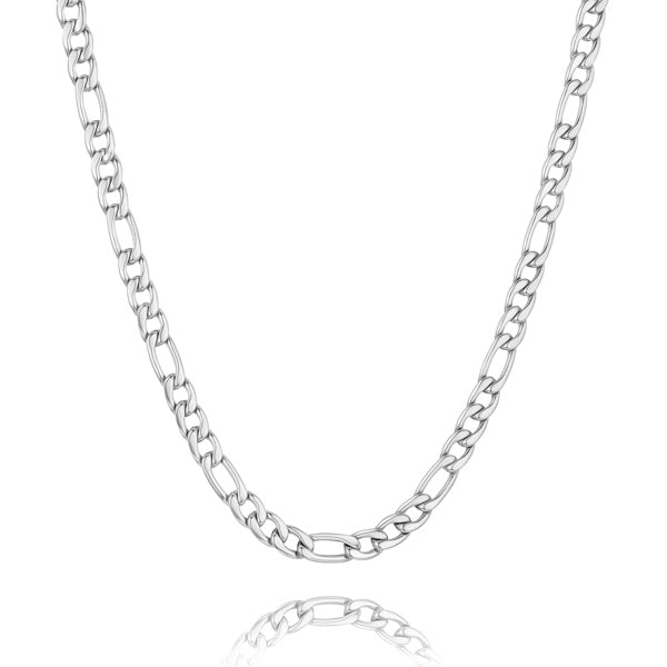 7.5mm silver figaro chain necklace
