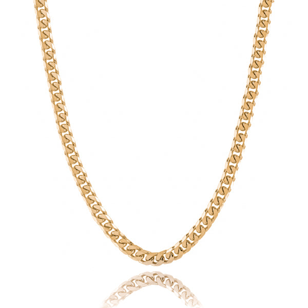 7mm gold curb chain necklace