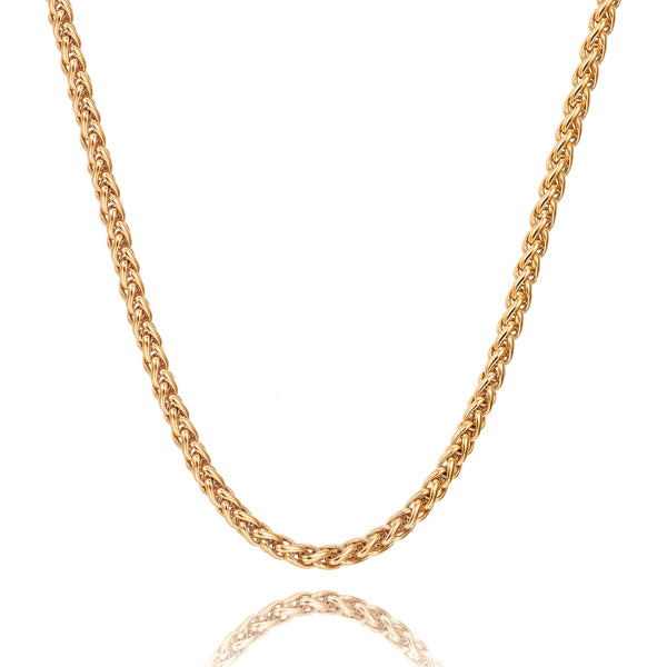 7mm gold wheat chain necklace