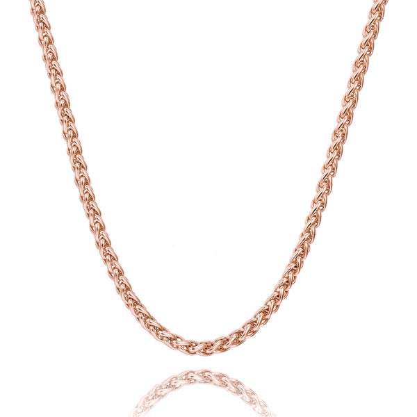 7mm rose gold wheat chain necklace