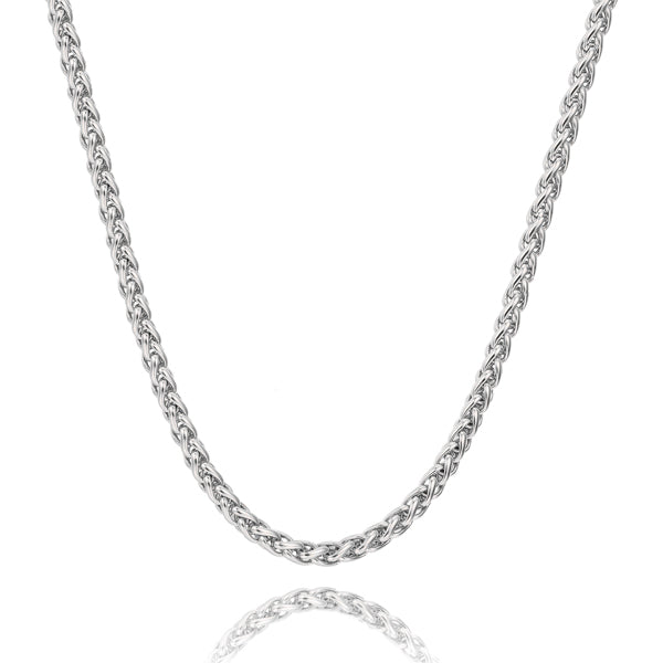 7mm silver wheat chain necklace