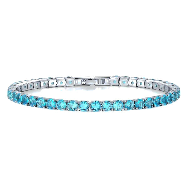 Aquamarine blue cubic zirconia tennis bracelet