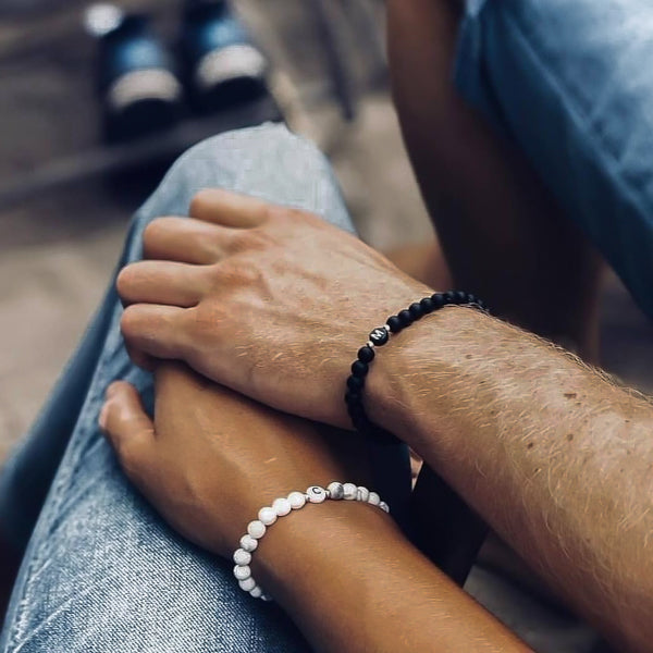 Beaded initial letter love bracelets for couples