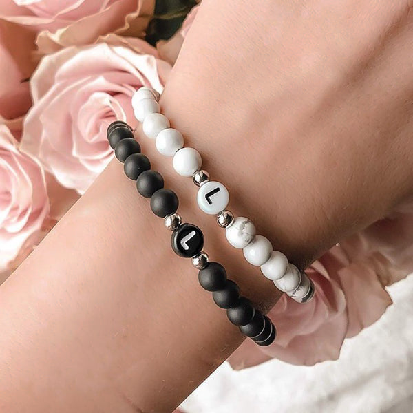 Beaded initial letter friendship bracelets for long distance relationships
