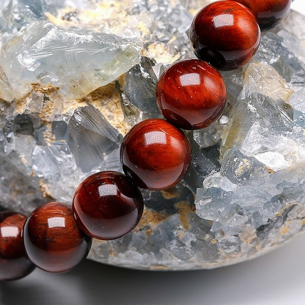 Elegant Red Tiger Eye And Rosewood Bracelet 8mm - Mr. Woodini