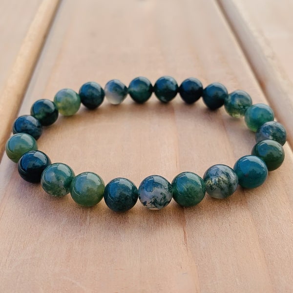 Real Stone Natural Stone Moss Agate Bracelet at Rs 120/piece in Jamnagar |  ID: 22215222262
