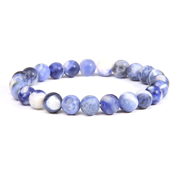 Beaded light sky blue sodalite bracelet