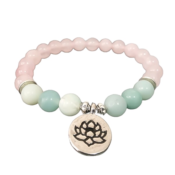 Beaded lotus flower charm bracelet