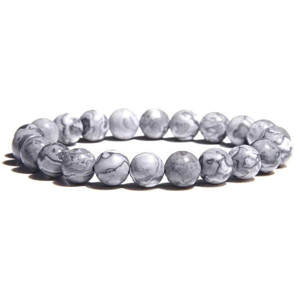 ZenBless Round Grey Tibetan Dzi Beads Bracelet Mala India | Ubuy