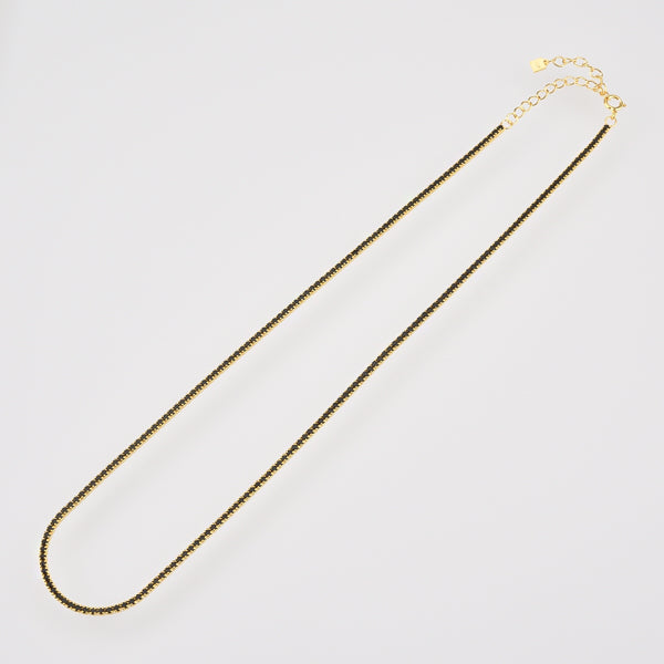 Black gold tennis chain choker necklace