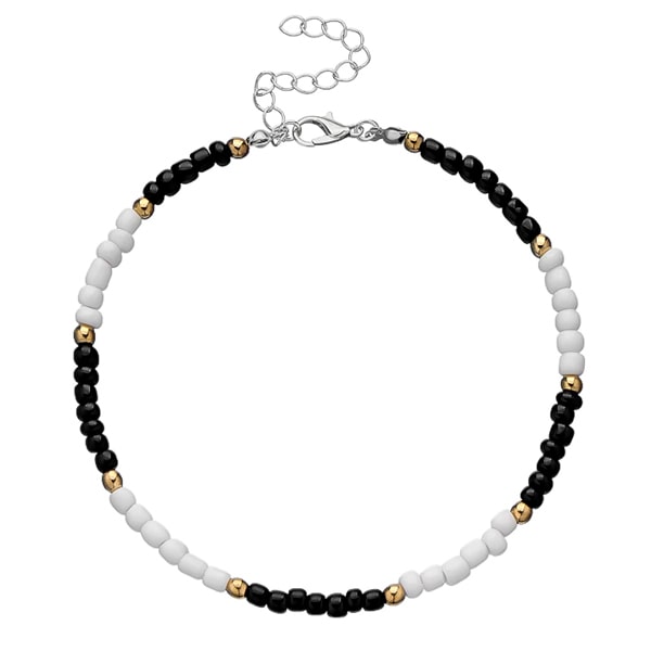 Little white jade pendant and black beads mix necklace – KALEIDOXJEWELRY